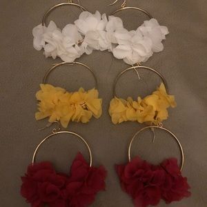 Fabric Floral Hoop Earrings